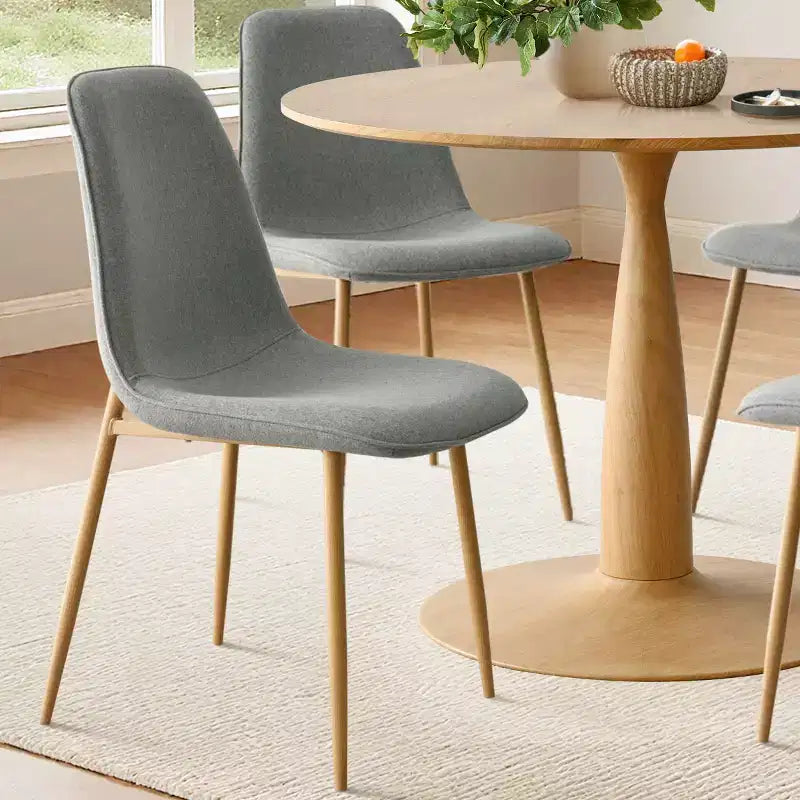 Ensemble de salle à manger rond 5 pièces, table à piédestal aspect bois 39,5 et chaises incurvées rembourrées, idéal pour les coins de cuisine-Panipeachy