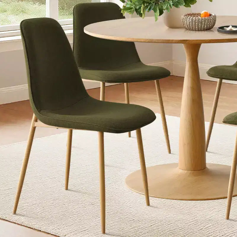 Ensemble de salle à manger rond 5 pièces, table à piédestal aspect bois 39,5 et chaises incurvées rembourrées, idéal pour les coins de cuisine-Panipeachy