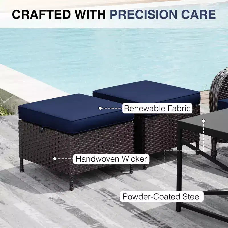 Ensemble de patio extérieur UPTIOT : 2 chaises en osier et 2 poufs pour un confort et une durabilité ultimes