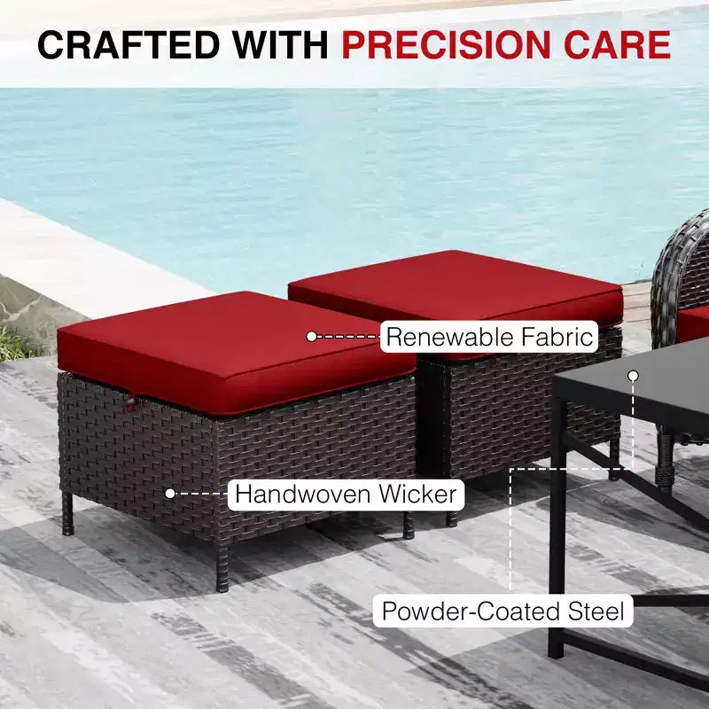 Ensemble de patio extérieur UPTIOT : 2 chaises en osier et 2 poufs pour un confort et une durabilité ultimes