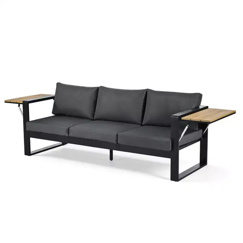 ModernLuxe Ensemble de canapés d'extérieur 4 pièces, Salon de jardin pour 5 personnes avec table basse, Canapé 3 places et 2 fauteuils avec table d'appoint rabattable