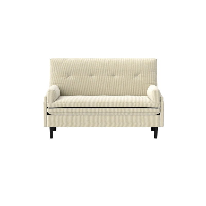 Ivory 55.11 Multi-Functional Corduroy Loveseat, Convertible Lounge Chair, Bed