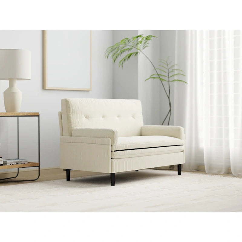 Ivory 55.11 Multi-Functional Loveseat, Convertible Lounge Chair & Bed