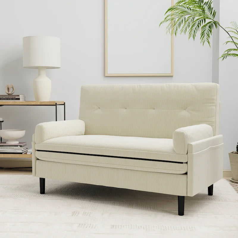 Ivory 55.11 Multi-Functional Loveseat, Convertible Lounge Chair & Bed