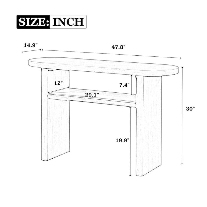 Modern Wooden Console Table with Shelf