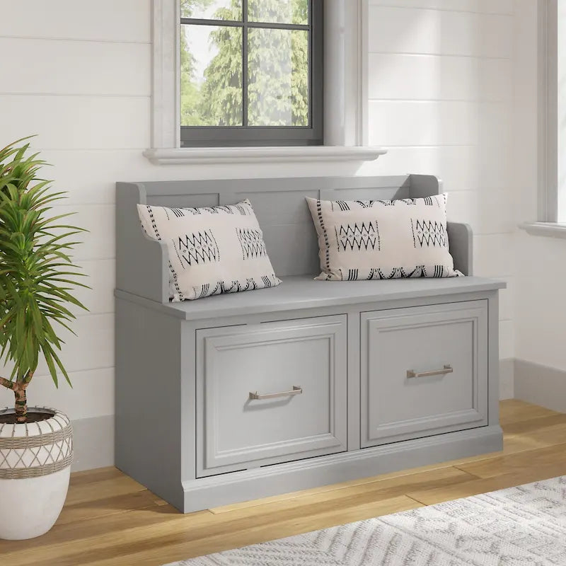 40W Entryway Bench with Doors