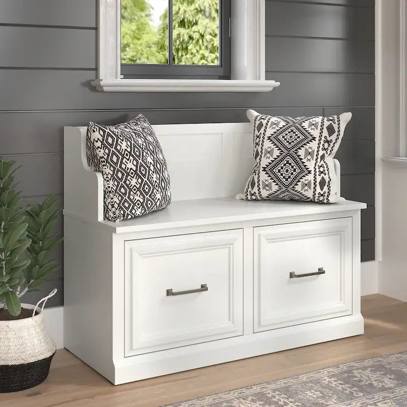 40W Entryway Bench with Doors