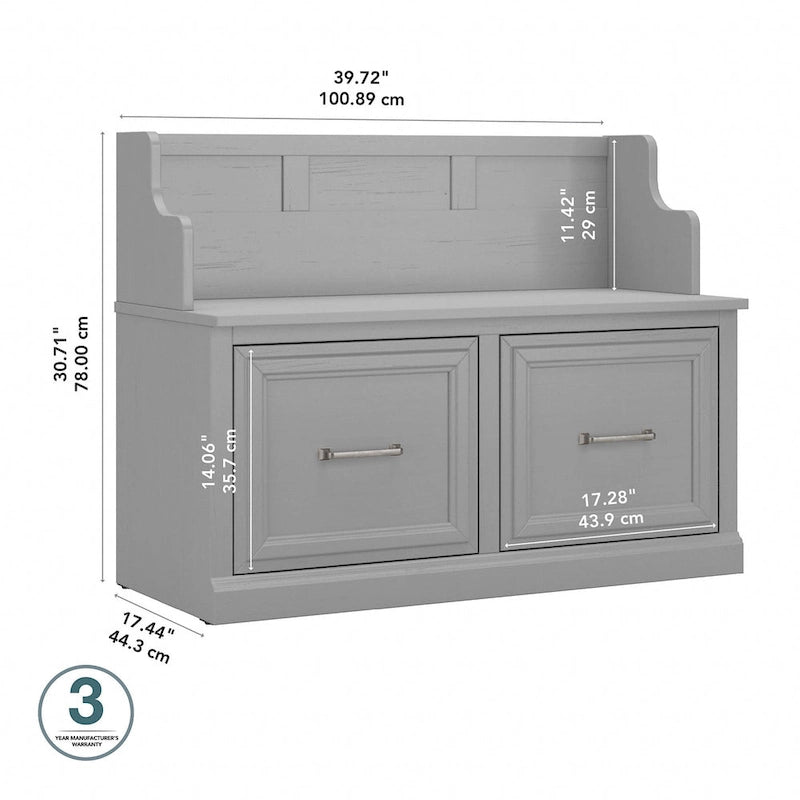 40W Entryway Bench with Doors