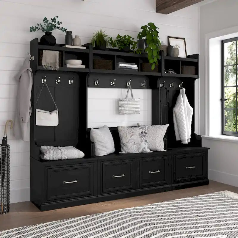40W Entryway Bench with Doors
