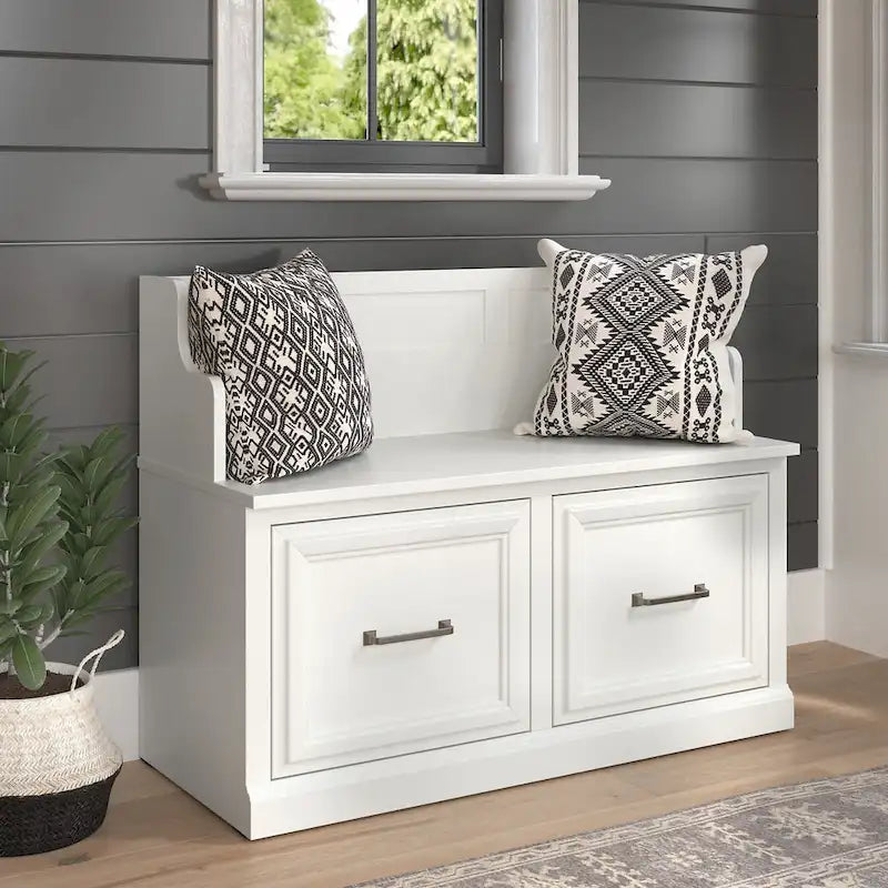 40W Entryway Bench with Doors