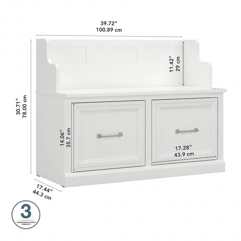 40W Entryway Bench with Doors