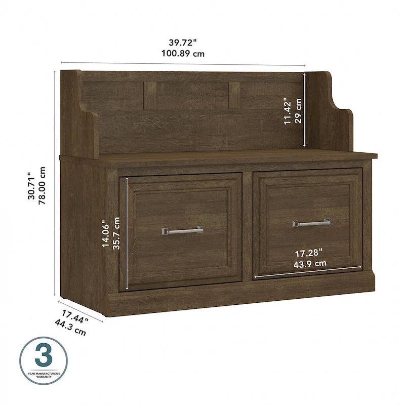 40W Entryway Bench with Doors