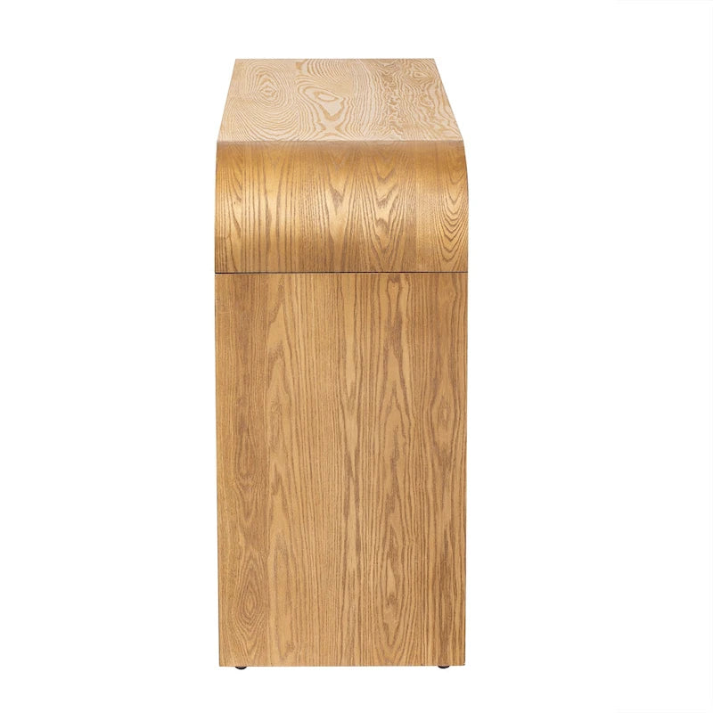 Wooden Sideboard Buffet Cabinet with Curvy Edge & Adjustable Shelves