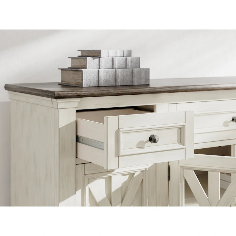 White/Gray 73 TV Stand for TVs up to 83 - 72.5 W x 20.25 D x 36.13 H