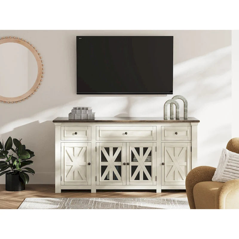 White/Gray 73 TV Stand for TVs up to 83 - 72.5 W x 20.25 D x 36.13 H