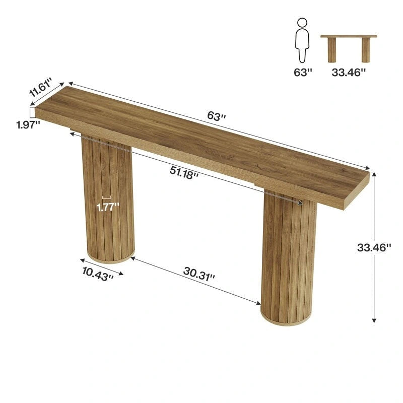 63 Inches Long Console Table for Entryway Hallway Living Room