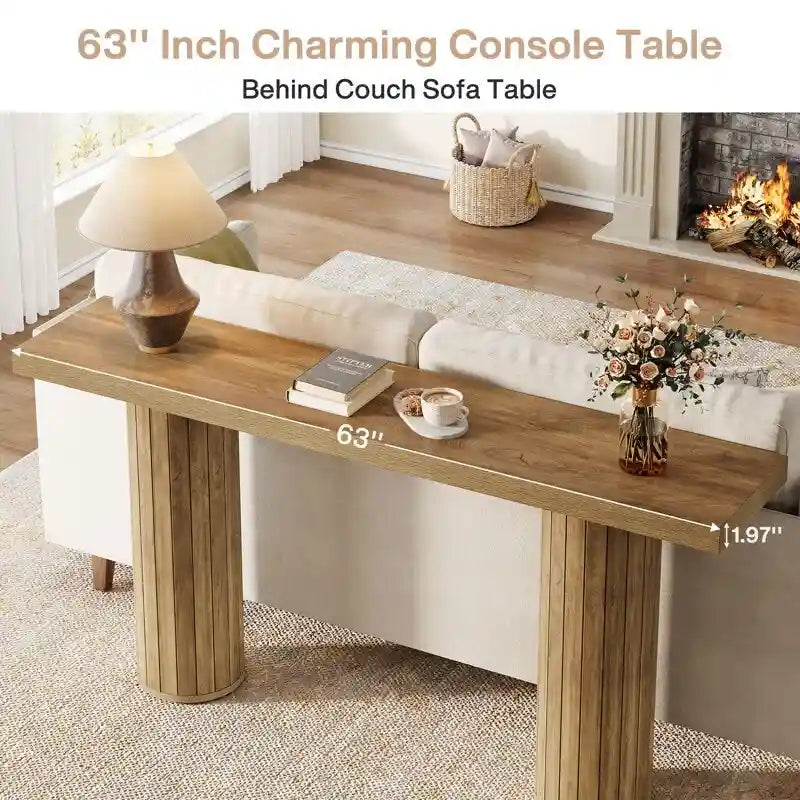 63 Inches Long Console Table for Entryway Hallway Living Room