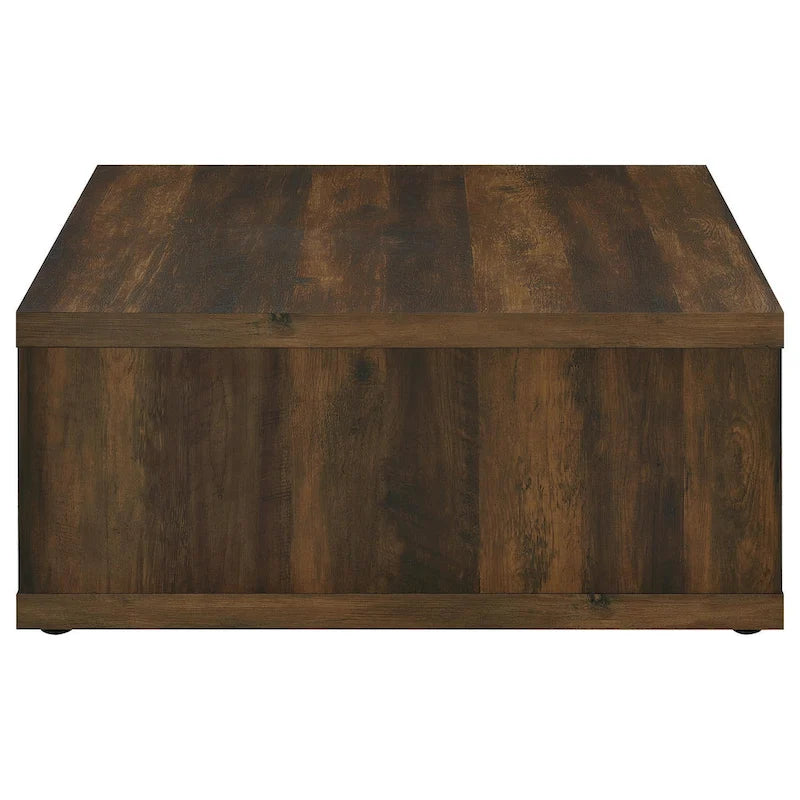 Square Cube Coffee Table with Open Shelf, 36 Inch Dark Brown