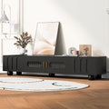 Modern TV Stand with Tempered Glass Doors and Storage