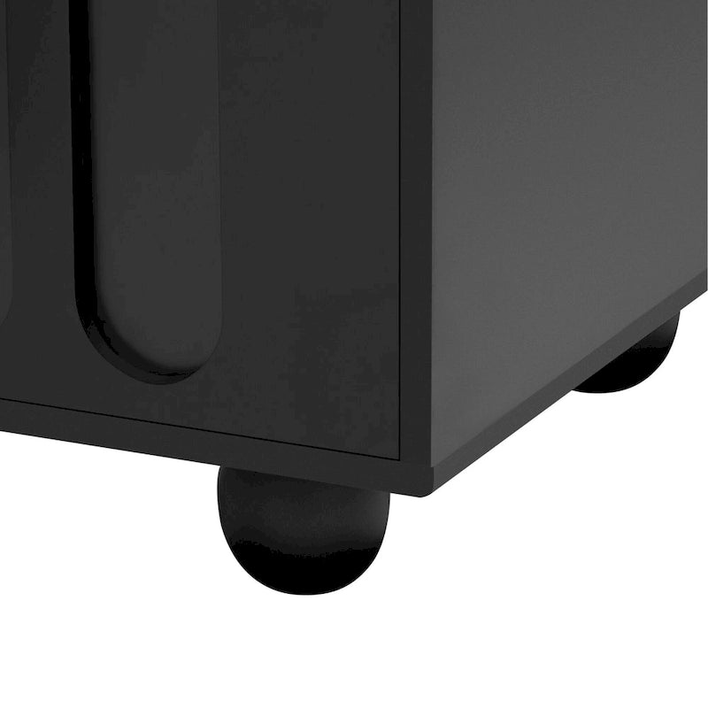 Modern TV Stand with Tempered Glass Doors and Storage