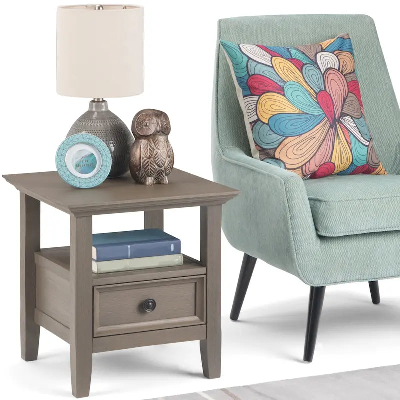 Solid Wood 19-inch Square End Table