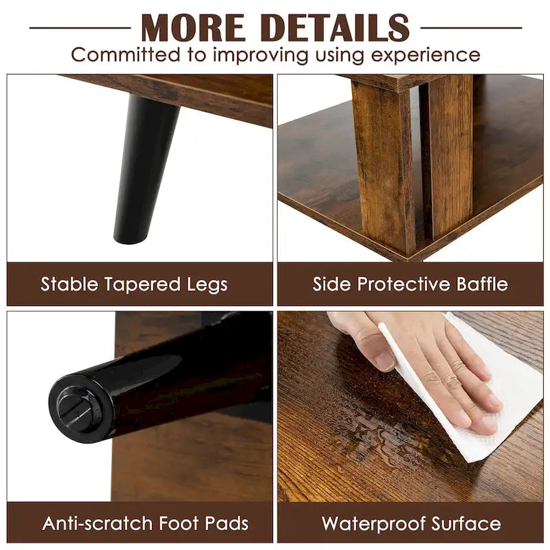 2-Tier Rectangle Coffee Table with Open Storage Shelf