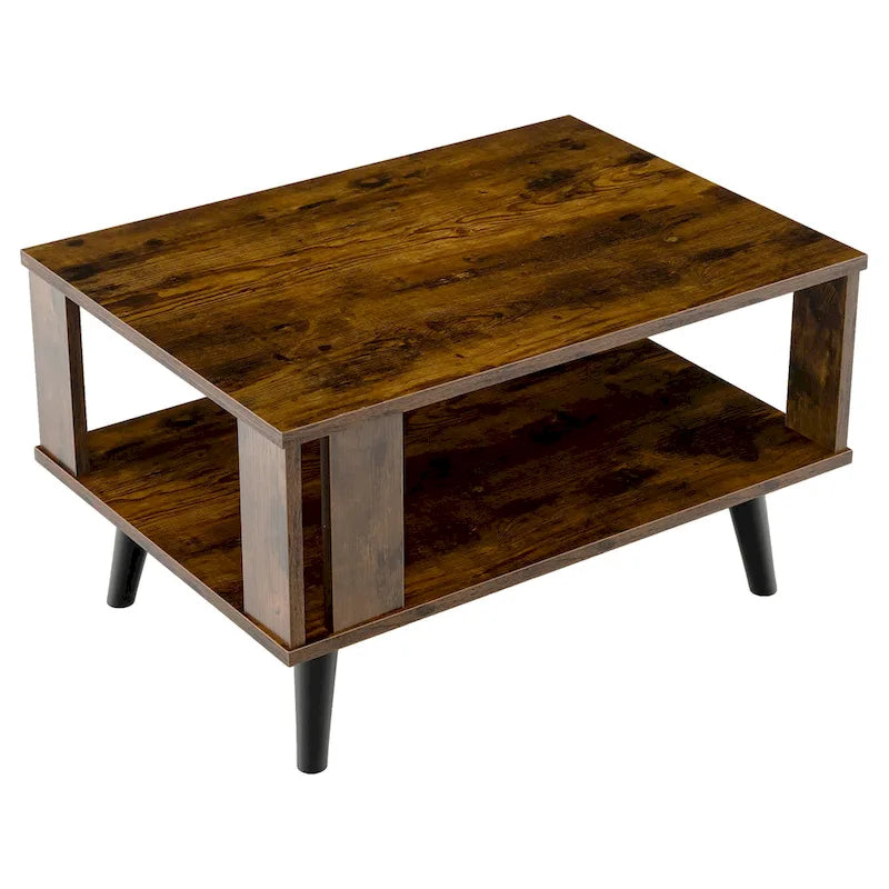 2-Tier Rectangle Coffee Table with Open Storage Shelf