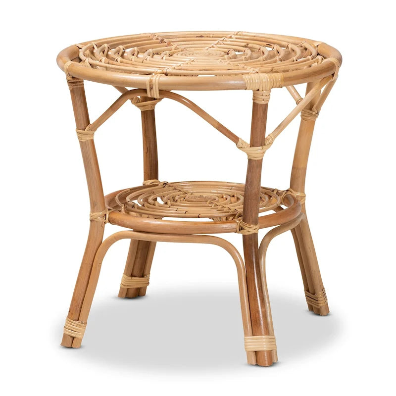 Modern Bohemian Natural Brown Rattan Coffee Table