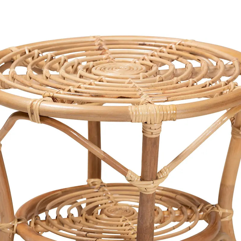 Modern Bohemian Natural Brown Rattan Coffee Table