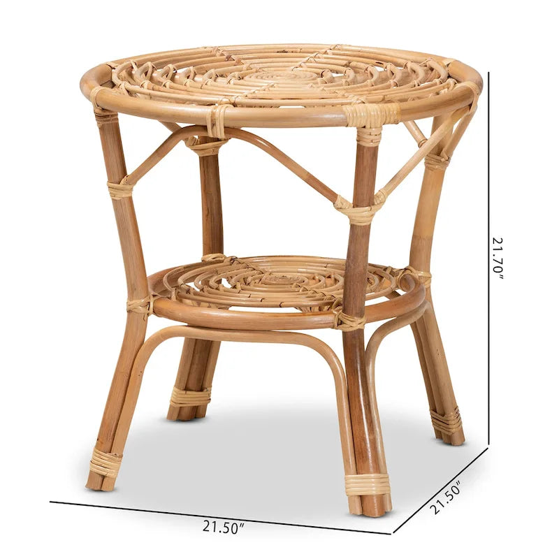 Modern Bohemian Natural Brown Rattan Coffee Table