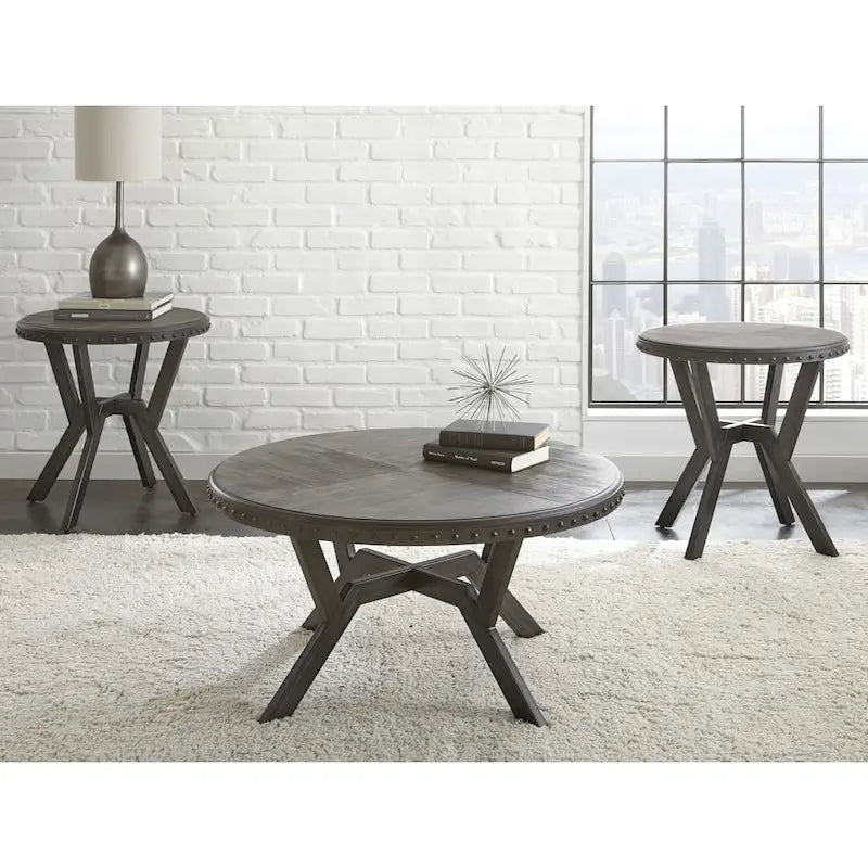 Grey Wood and Metal Industrial Coffee Table