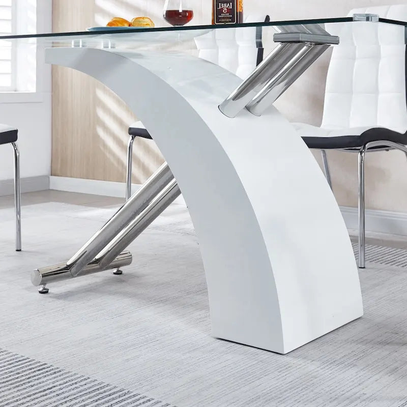 Rectangular Glass Top Dining Table