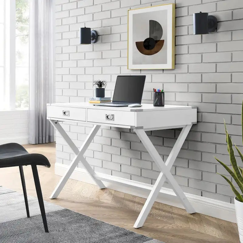 Solid Wood Computer Desk with Drawers
