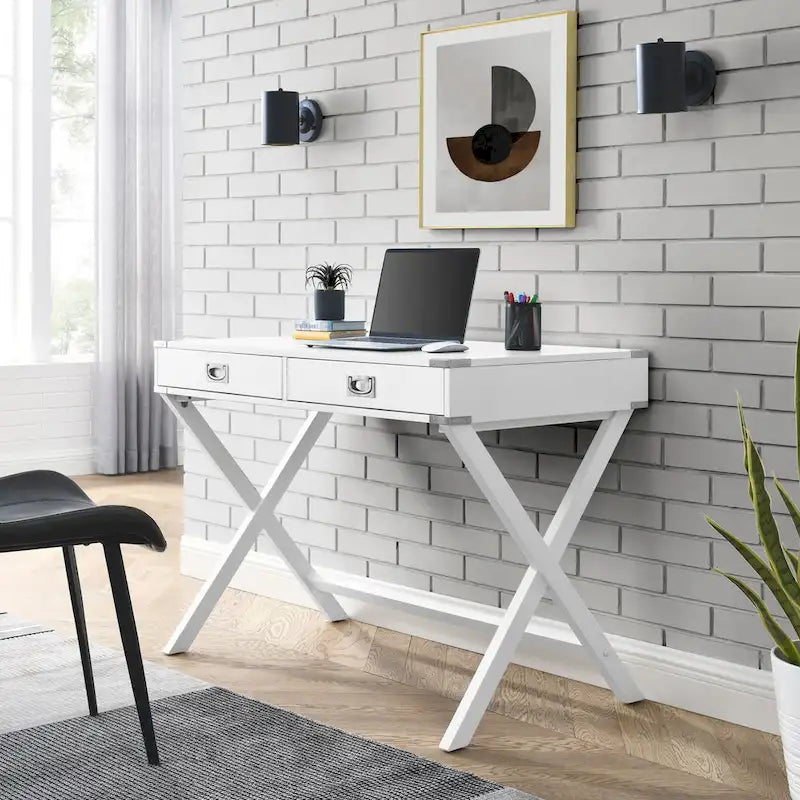 Solid Wood Computer Desk with Drawers
