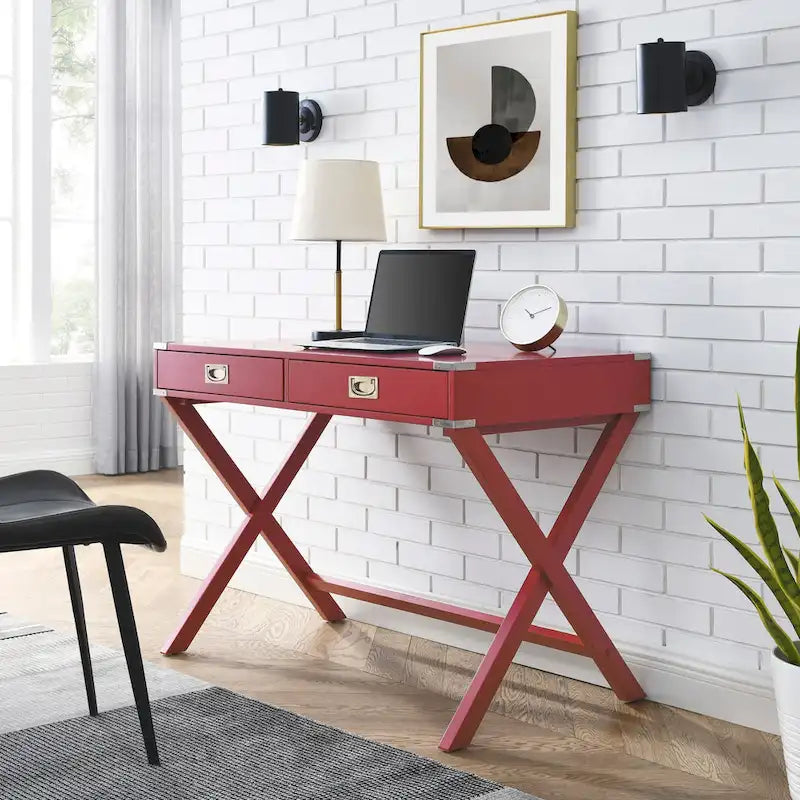 Solid Wood Computer Desk with Drawers
