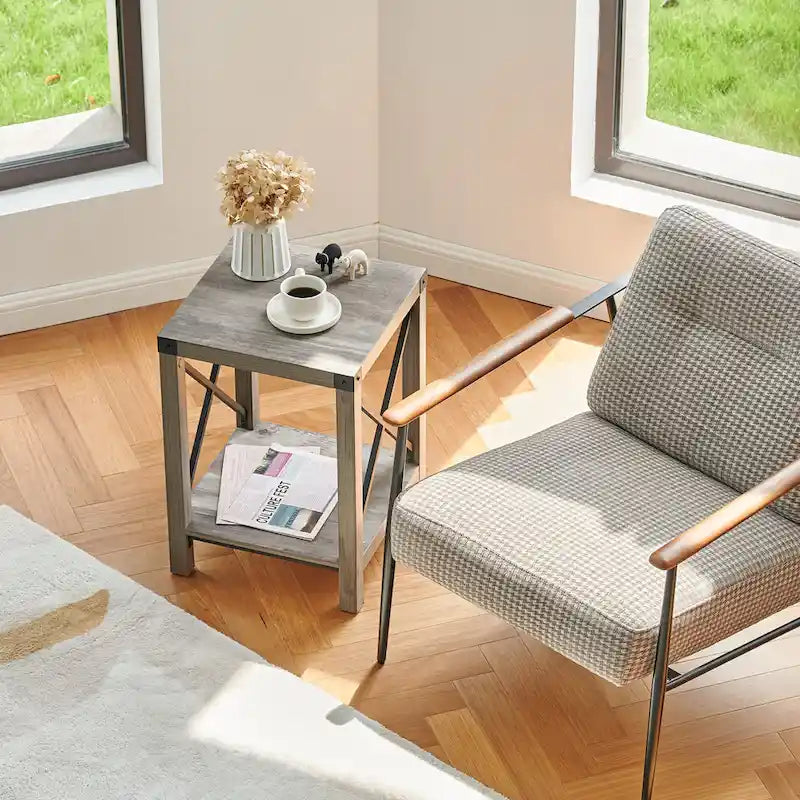 16-Inch Farmhouse Side or End Table with Storage Shelf
