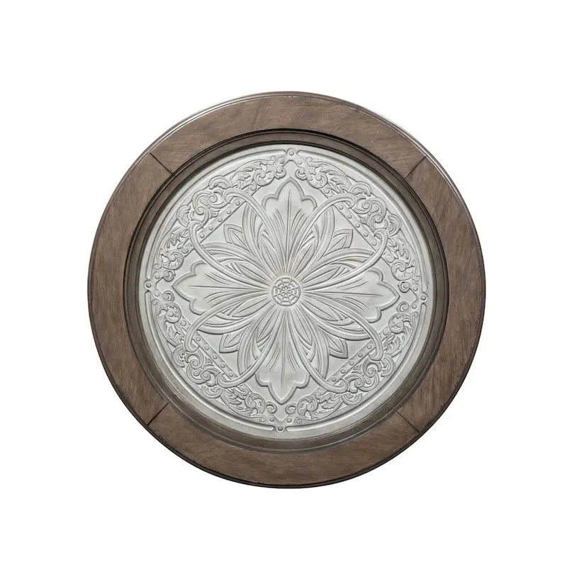Antique White & Tobacco Round Ceiling Tile Cocktail Table