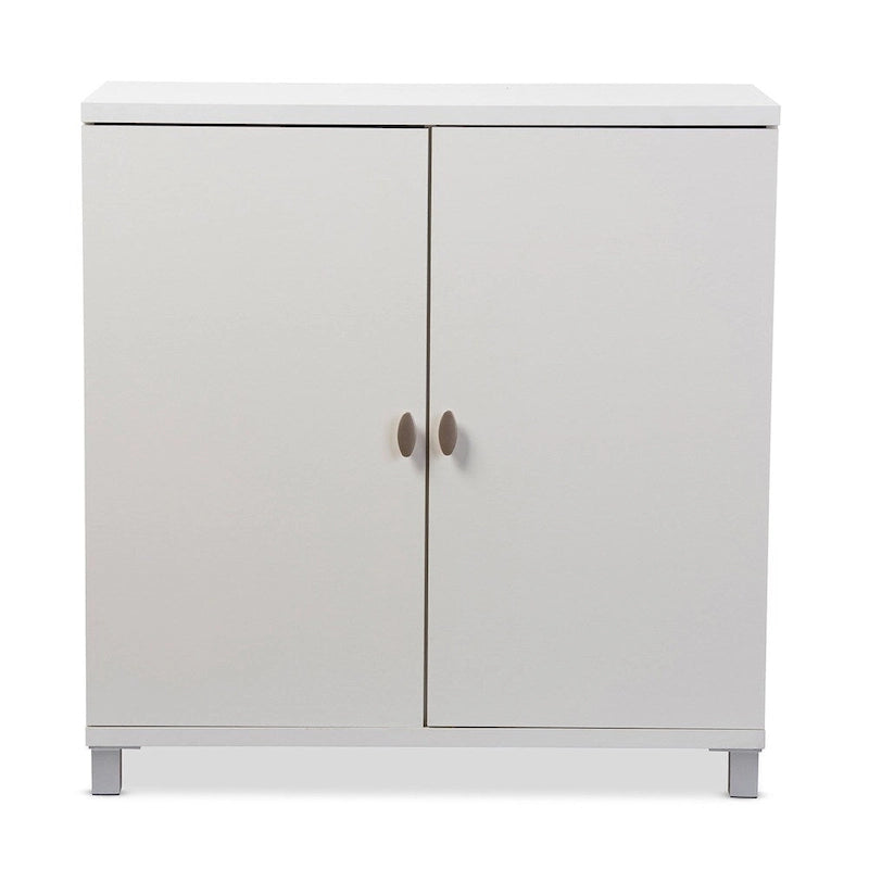 Contemporary White Wood Storage Sideboard Cabinet