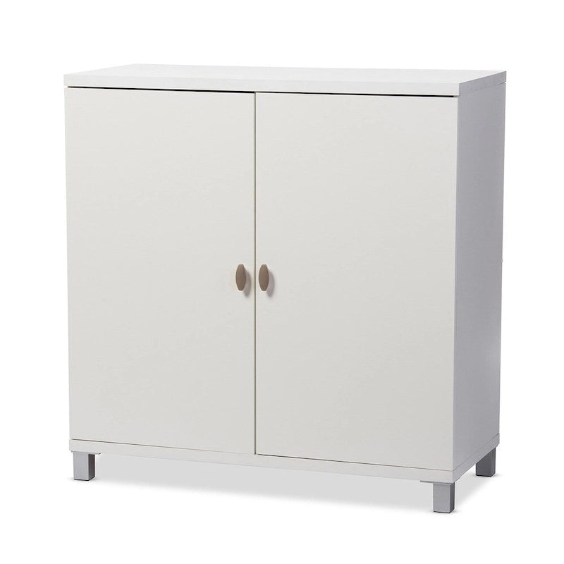 Contemporary White Wood Storage Sideboard Cabinet