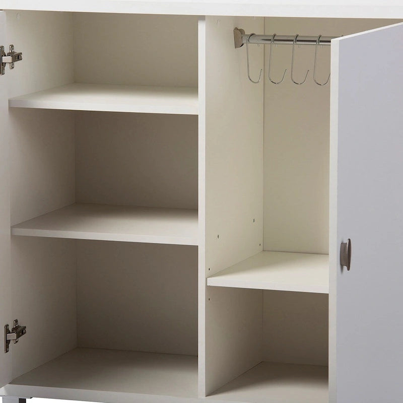 Contemporary White Wood Storage Sideboard Cabinet