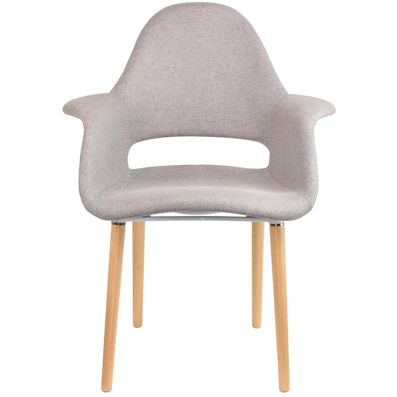 Upholstered Fabric Armchair with Natural Wooden Legs