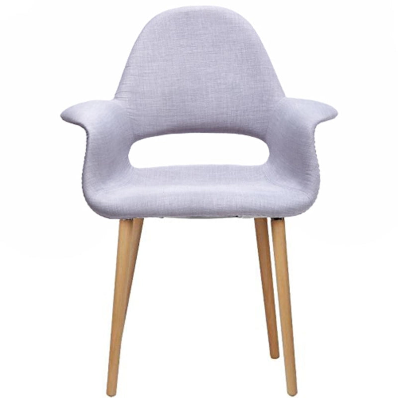 Upholstered Fabric Armchair with Natural Wooden Legs
