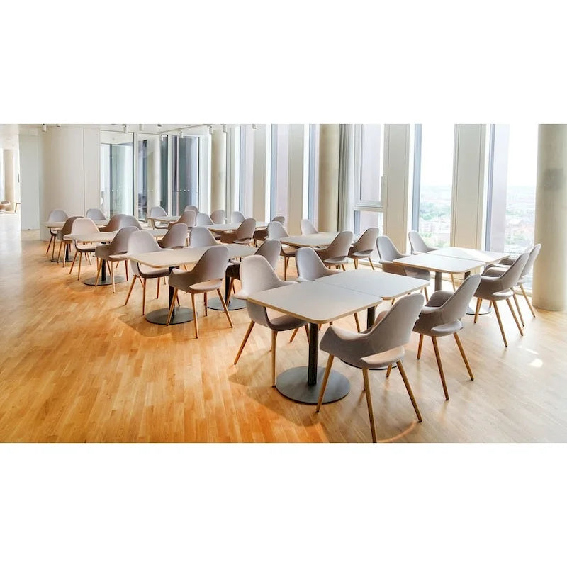 Upholstered Fabric Armchair with Natural Wooden Legs