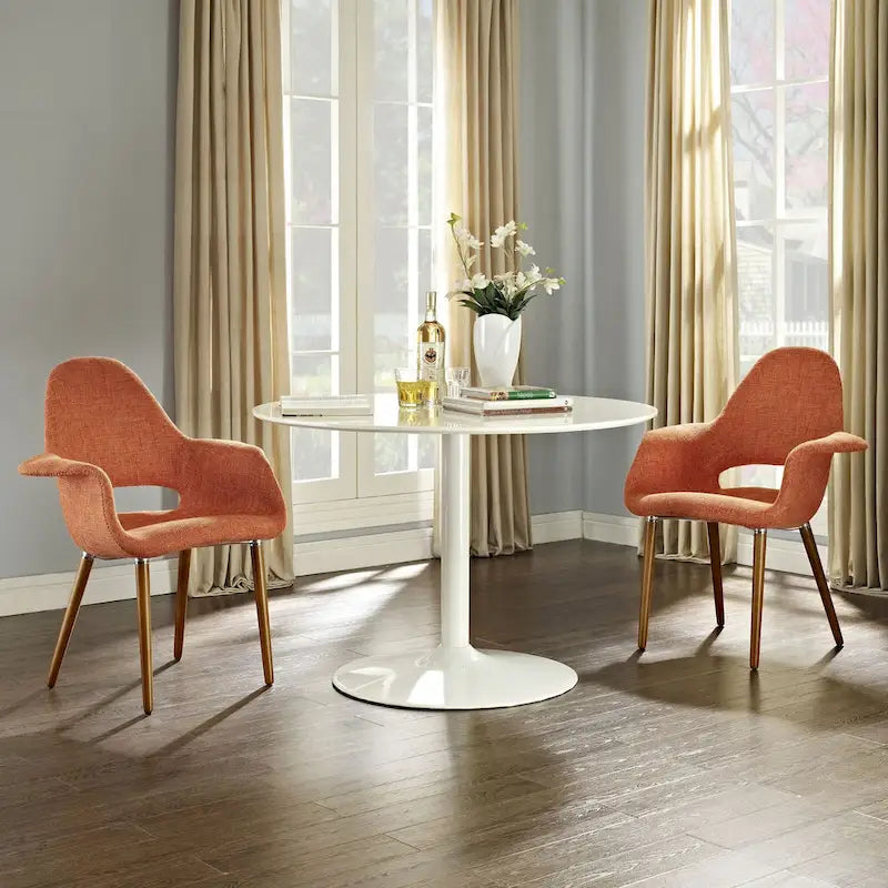 Upholstered Fabric Armchair with Natural Wooden Legs