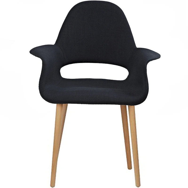 Upholstered Fabric Armchair with Natural Wooden Legs