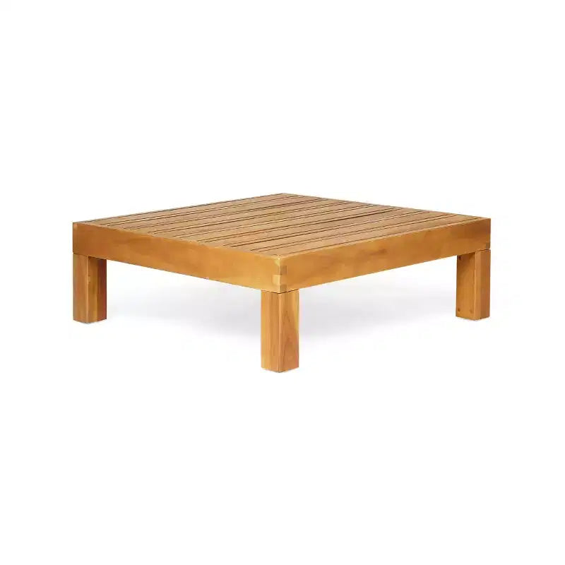 GDFStudio Keith Ensemble canapé et table basse d'extérieur en bois d'acacia avec coussins, teck/beige