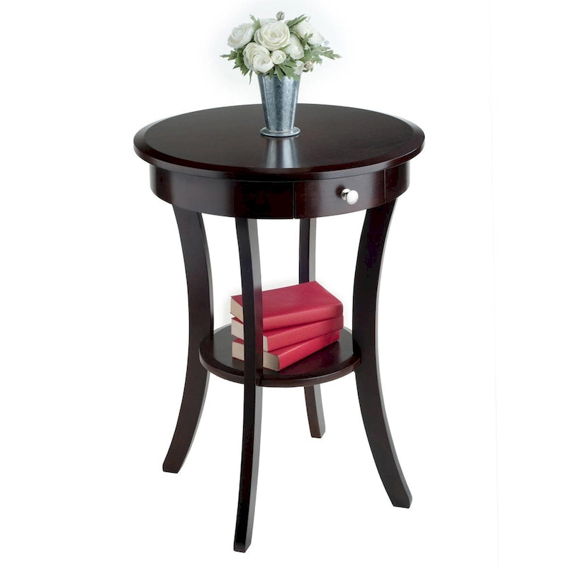 Round Accent Table, Cappuccino - 20W x 20D x 27H