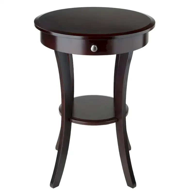 Round Accent Table, Cappuccino - 20W x 20D x 27H