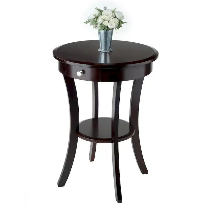 Round Accent Table, Cappuccino - 20W x 20D x 27H