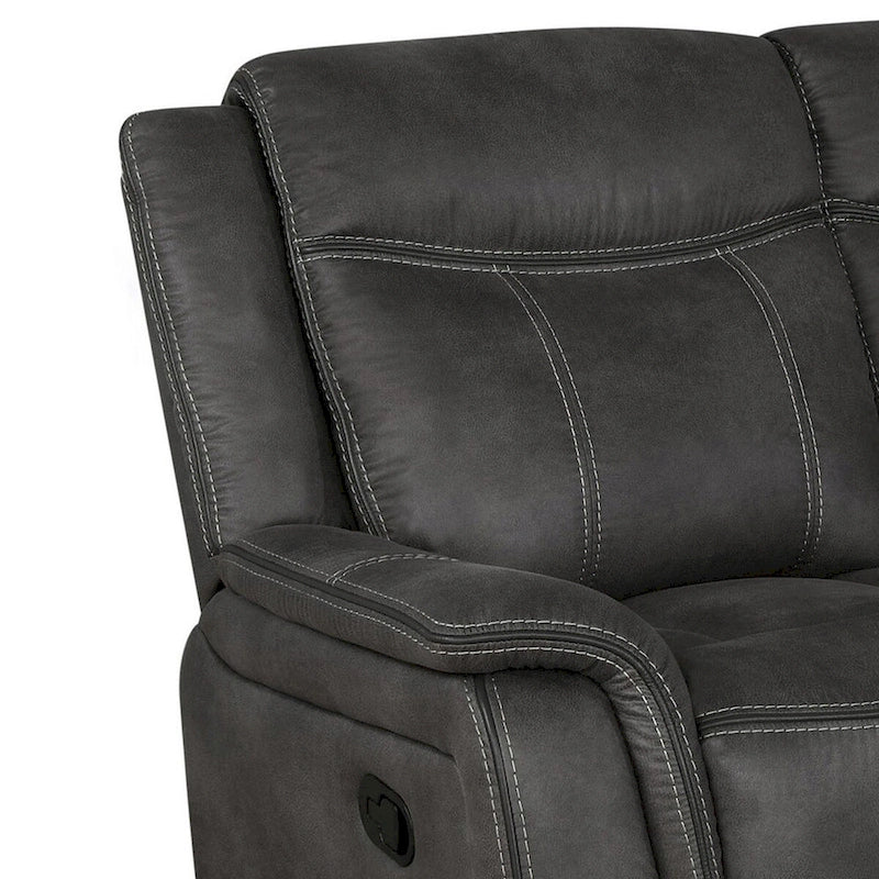 85 Inch Motion Manual Recliner Sofa, Gel Memory Foam Black Faux Leather
